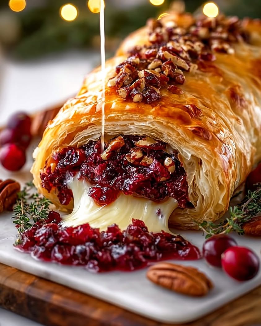 Easy Cranberry Pecan Baked Brie en Croûte Appetizer Recipe 16 cranberry pecan baked brie