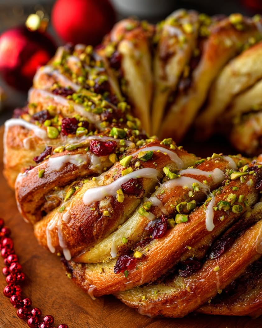Cranberry Pistachio Babka Wreath for a Festive Holiday Breakfast 23 cranberry pistachio babka wreath