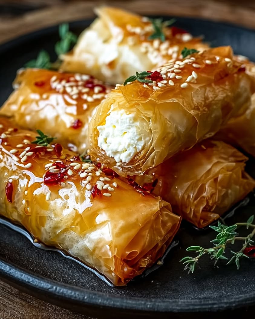 Crispy Baked Feta Rolls with Hot Chili Honey Recipe 19 crispy baked feta rolls