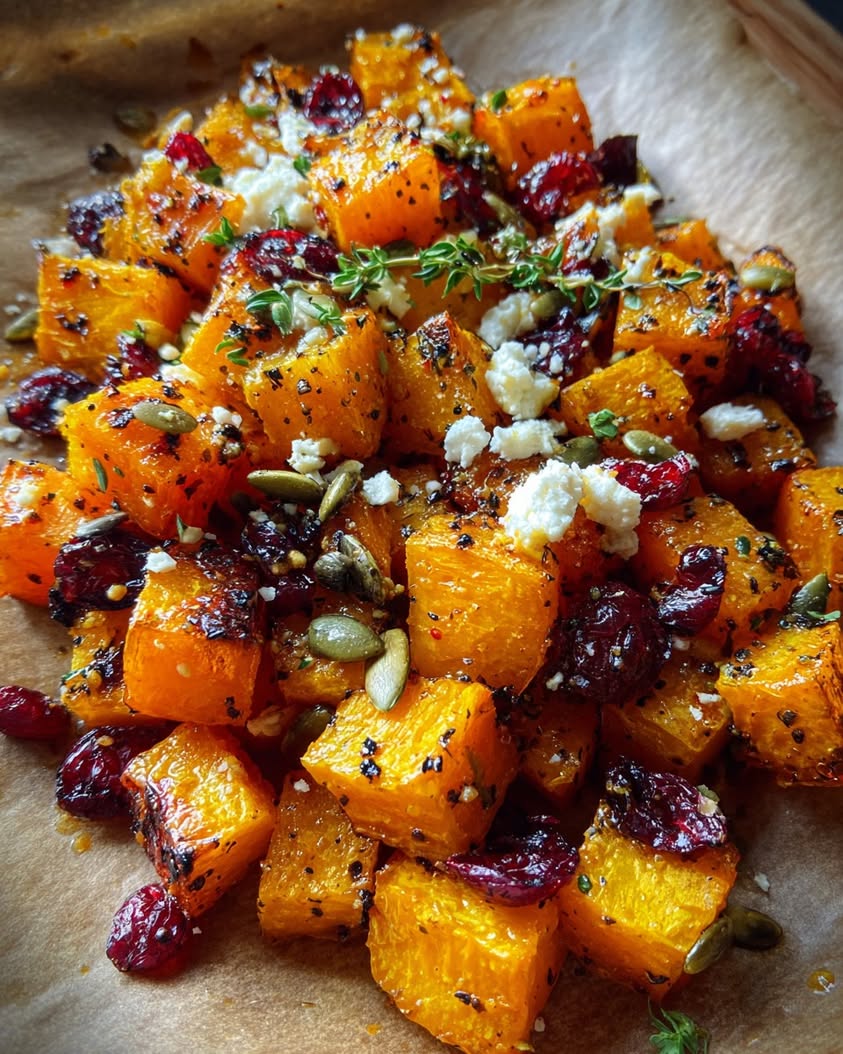 Crispy Honey-Roasted Butternut Squash Salad with Feta and Cranberries 18 crispy honey roasted butternut cranberries