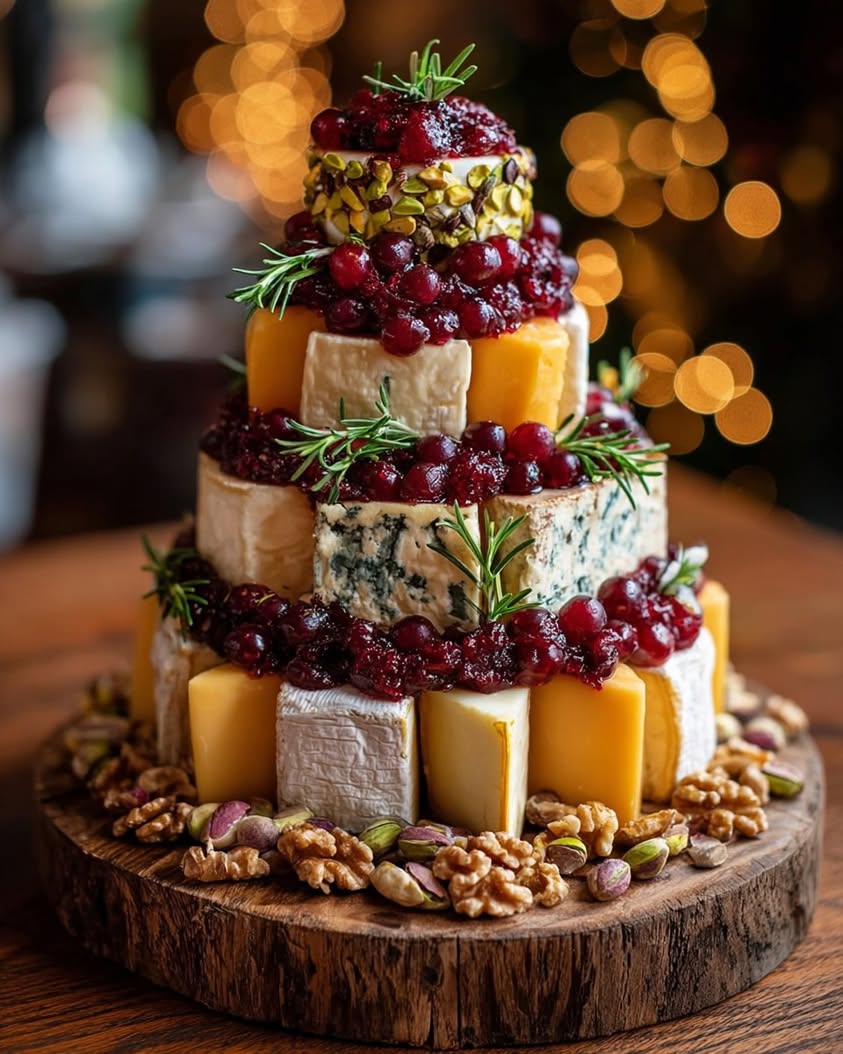 Holiday Cheese Tree with Cranberry Pistachio Garland Recipe 16 holiday cheese tree cranberry pistachio
