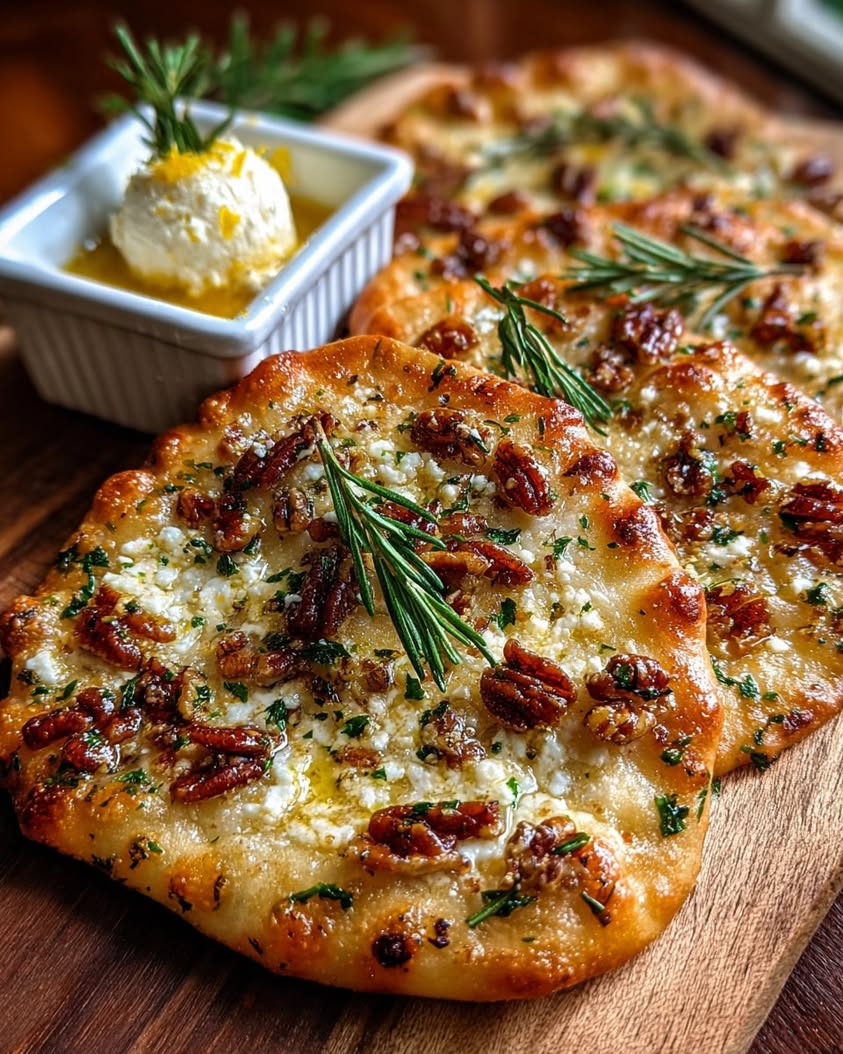 Holiday Herb Flatbreads with Cheese Ball Spread and Pecan Glaze 22 holiday herb flatbread cheese spread