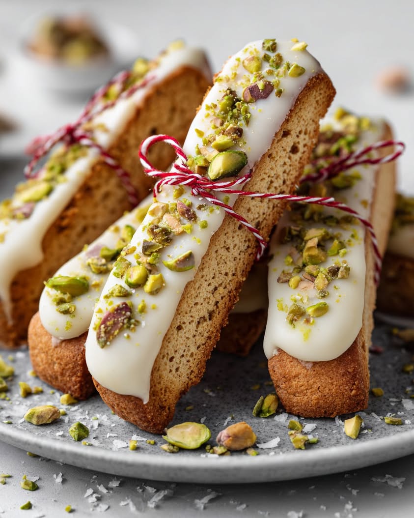 Holiday Honey Pistachio Biscotti Dipped in White Chocolate Recipe 22 holiday honey pistachio biscotti