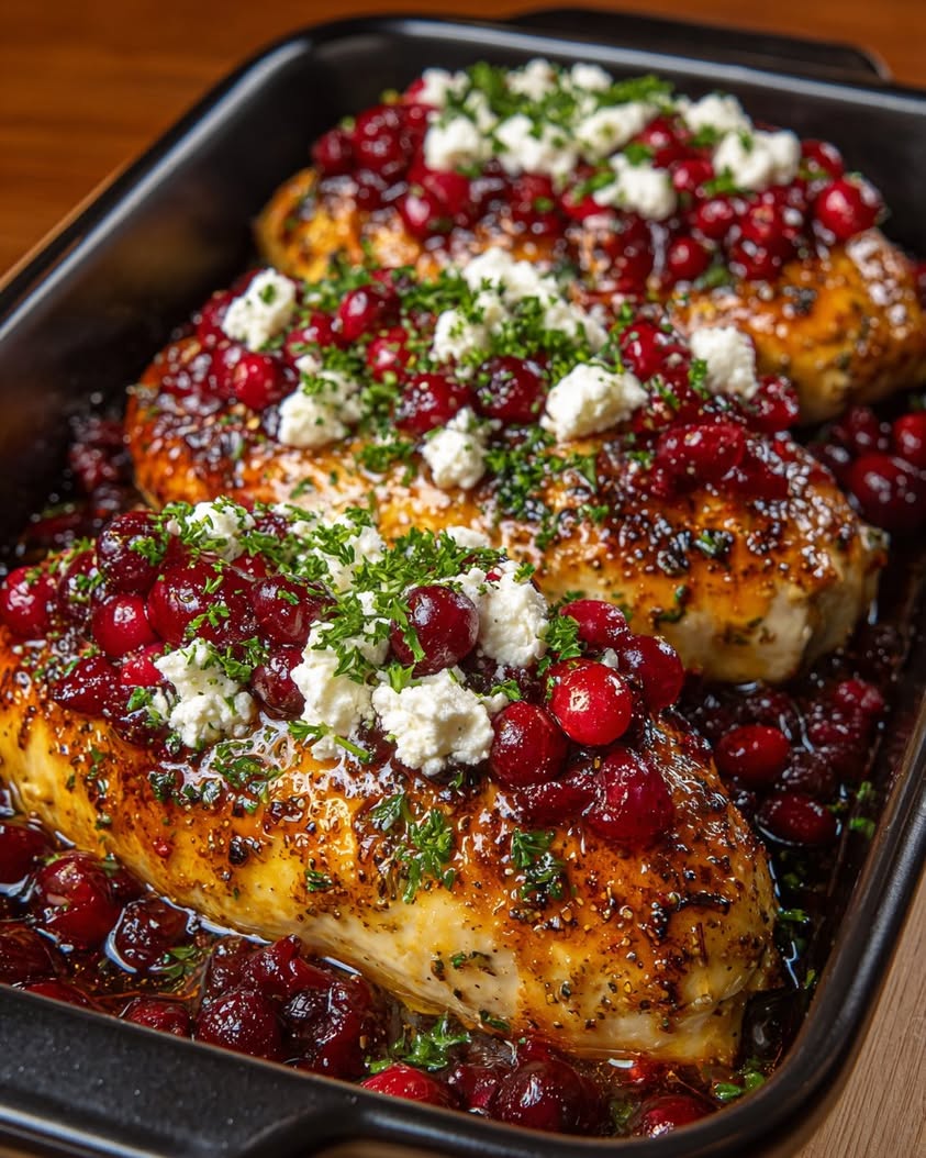 Honey Cranberry Chicken Bake with Creamy Feta Cheese 17 honey cranberry chicken bake feta