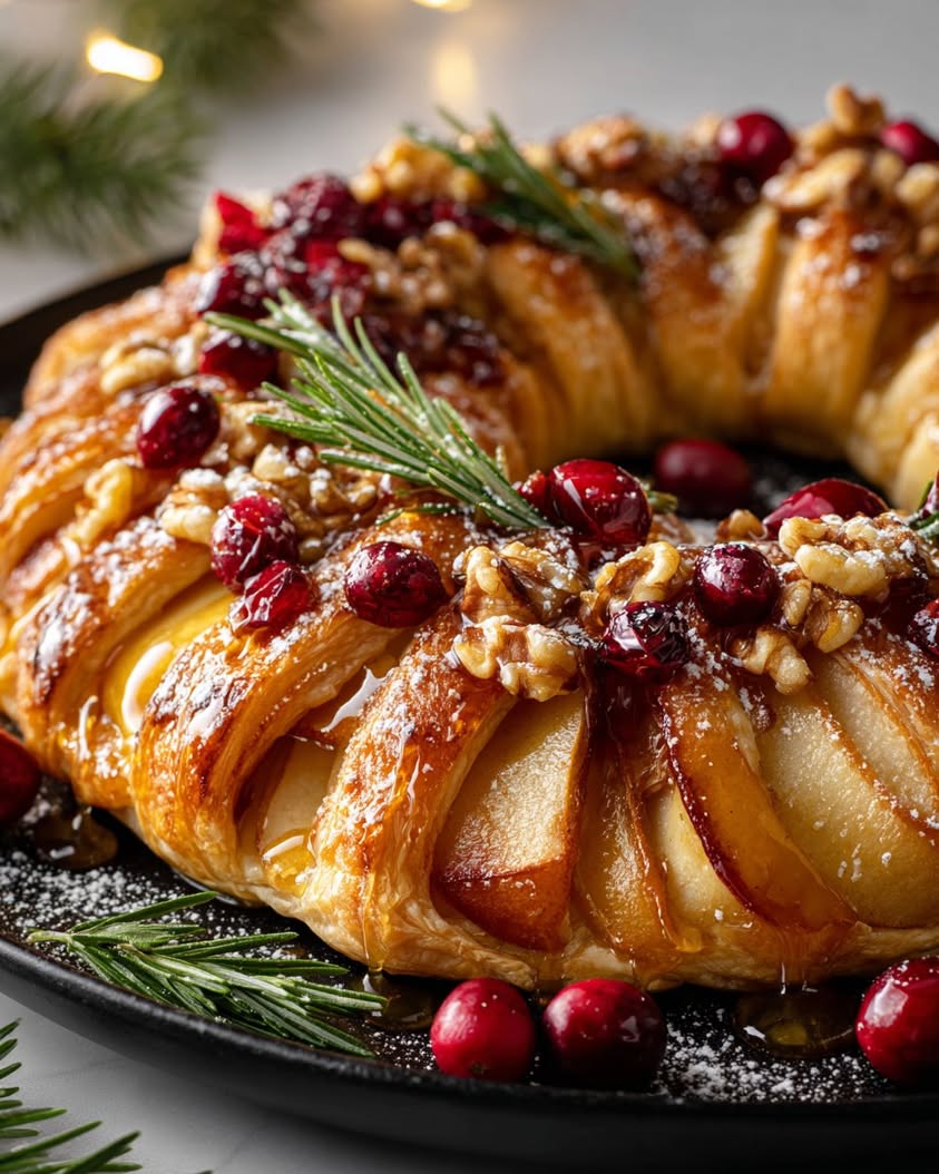 Honey Pear and Walnut Wreath Tart for a Stunning Holiday Dessert 17 honey pear walnut wreath tart