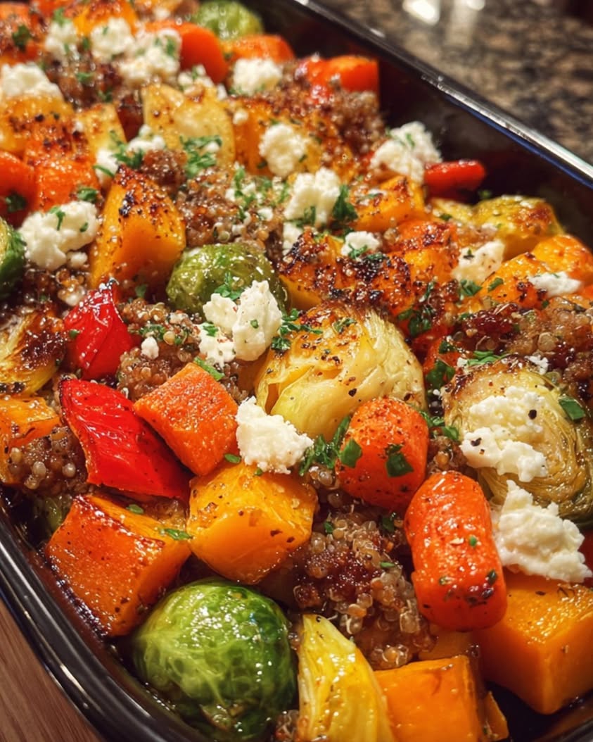 Maple-Cinnamon Roasted Harvest Bowl with Turkey and Goat Cheese 21 maple cinnamon roasted vegetables quinoa turkey