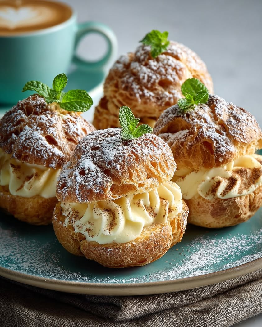 Melktert Cream Puffs with Cinnamon Snow Recipe 20 melktert cream puffs cinnamon snow