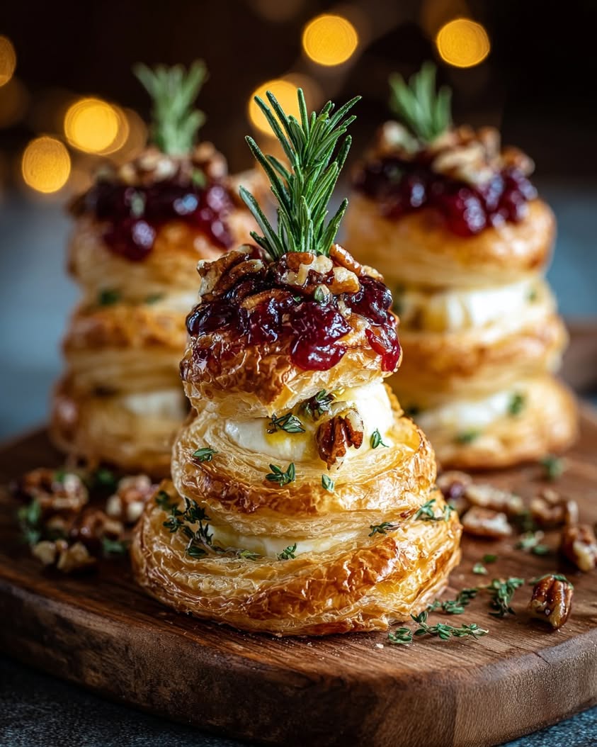 Festive Puff Pastry Christmas Trees with Burrata and Cranberry Glaze 14 puff pastry christmas trees burrata