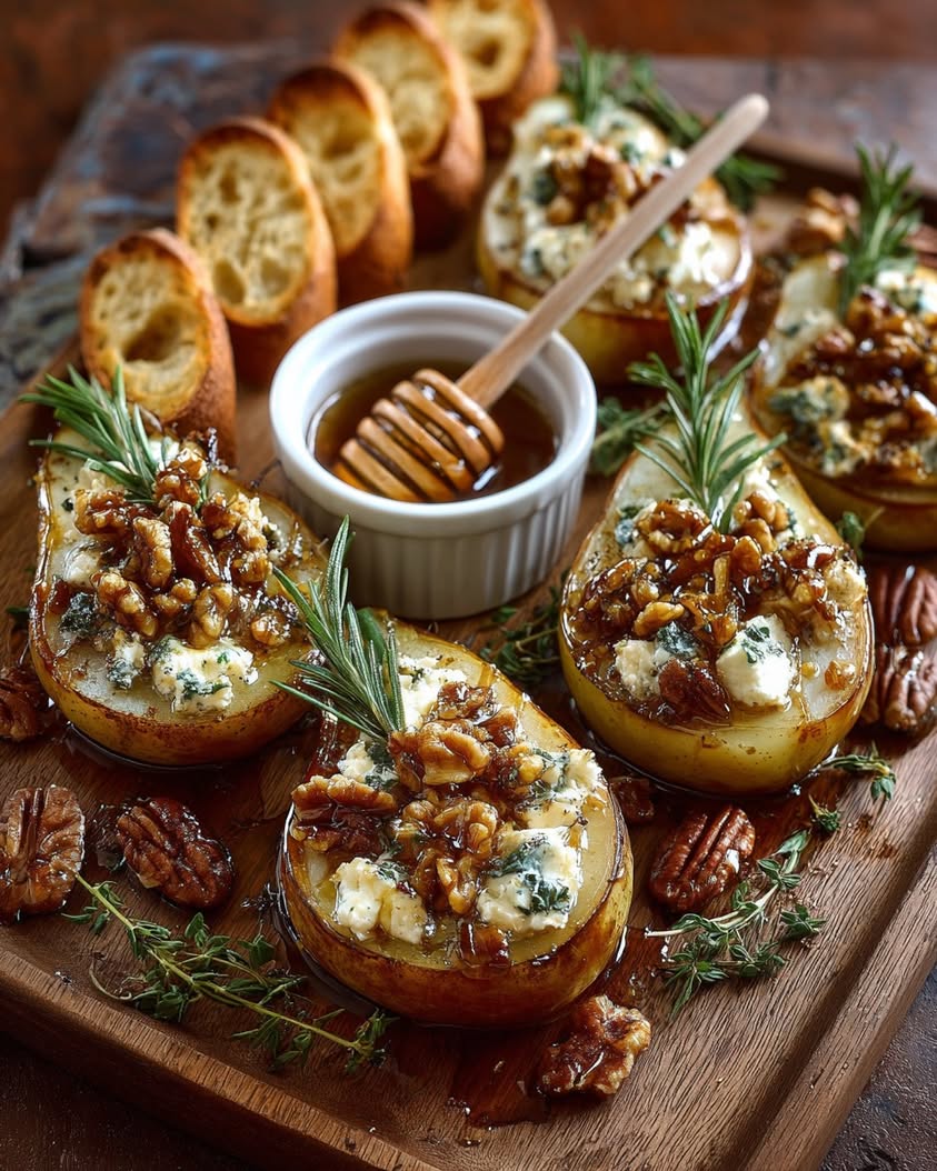 Roasted Pears with Goat Cheese and a Maple Walnut Drizzle 16 roasted pears goat cheese maple walnut