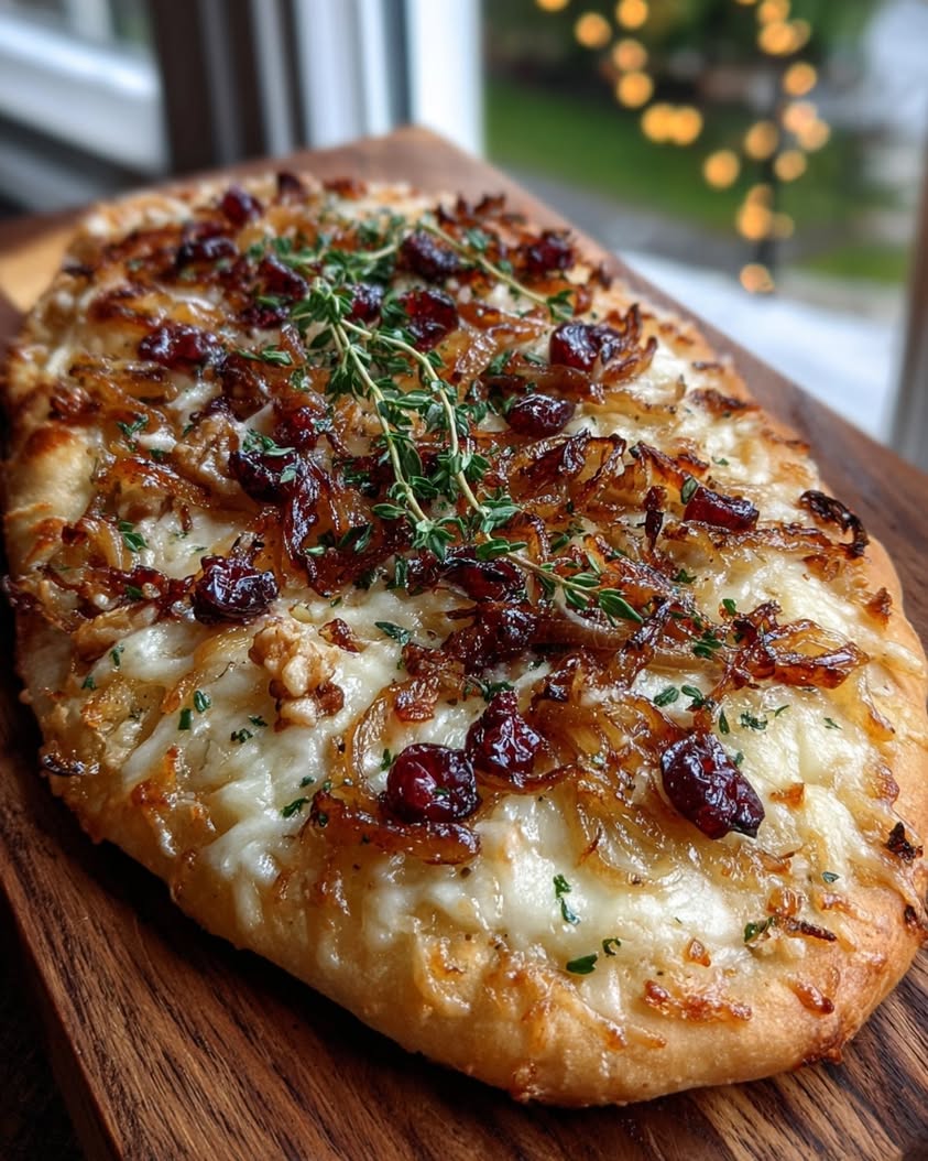 Rustic Caramelized Onion and Cranberry Flatbread with Gruyère 17 rustic onion cranberry flatbread