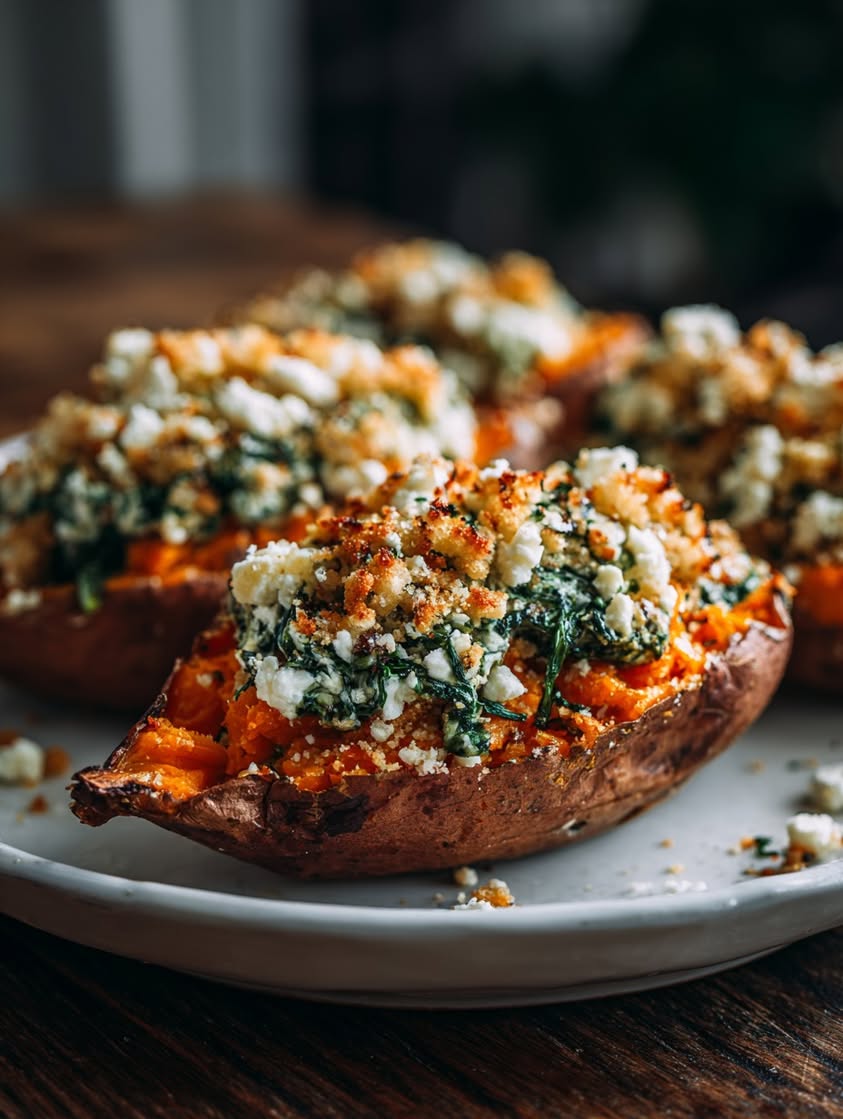 Savory Twice-Baked Sweet Potatoes with Spinach and Feta 19 savory twice baked sweet potatoes