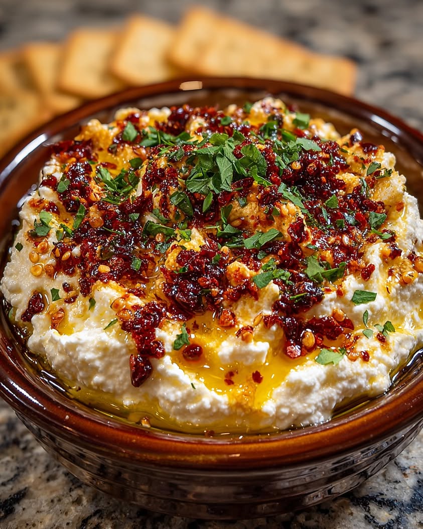 Spicy Whipped Feta with Honey and Chili Crunch Recipe 16 spicy whipped feta honey chili