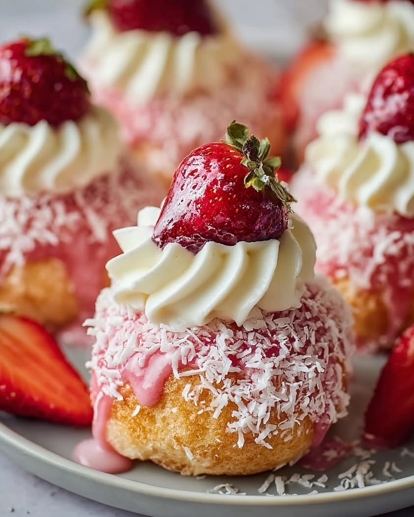 Strawberry Coconut Cream Puffs: A Tropical Berry Bliss 20 strawberry coconut cream puffs