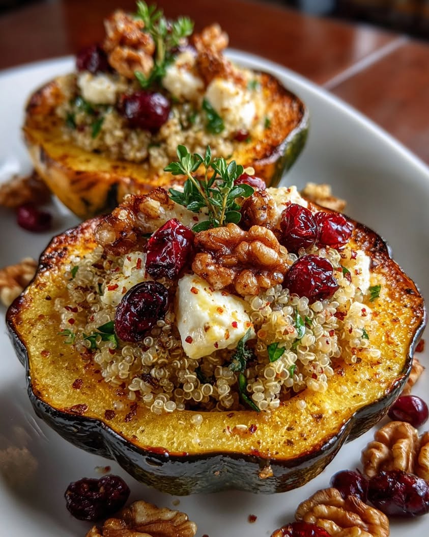 Stuffed Acorn Squash with Quinoa, Brie, and Hot Honey Drizzle 21 stuffed acorn squash quinoa brie