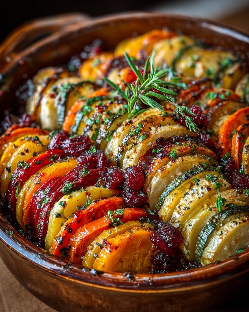 Autumn Vegetable Layer Bake with Cranberry-Maple Glaze Recipe 25 autumn vegetable layer bake cranberry glaze