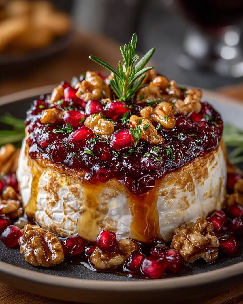 Easy Baked Brie with Cranberry Glaze and Walnut Crunch 17 baked brie cranberry glaze walnut