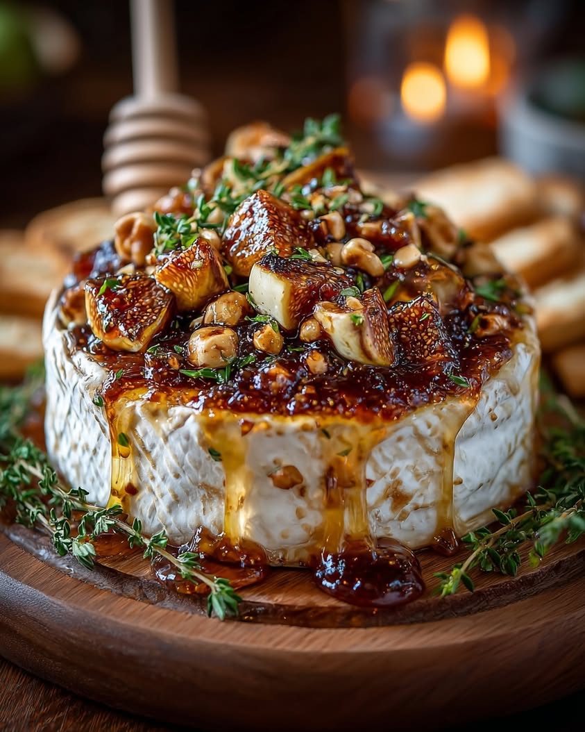 Baked Camembert with Fig Jam and Honey Glazed Hazelnuts 16 baked camembert fig jam hazelnuts