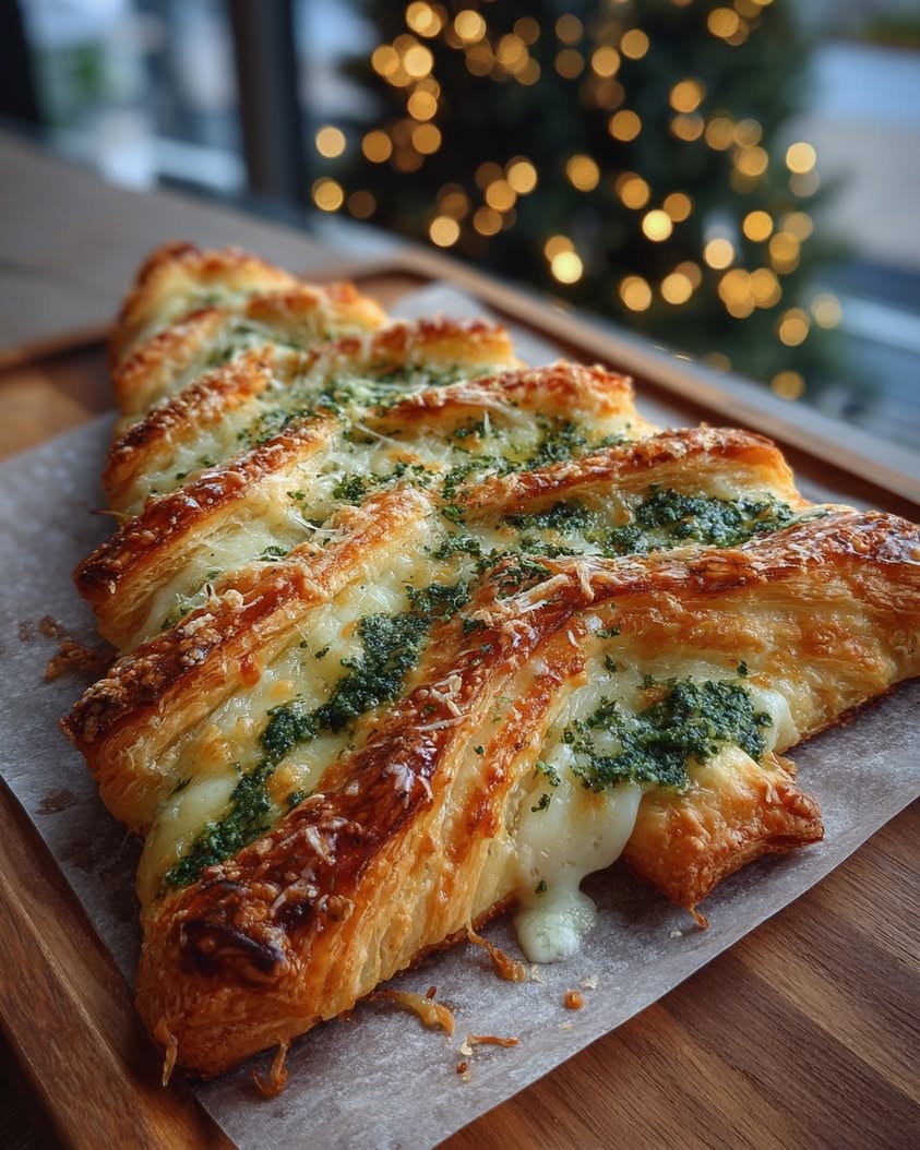 Festive Basil Pesto Christmas Tree Appetizer with Puff Pastry 17 basil pesto puff pastry christmas tree