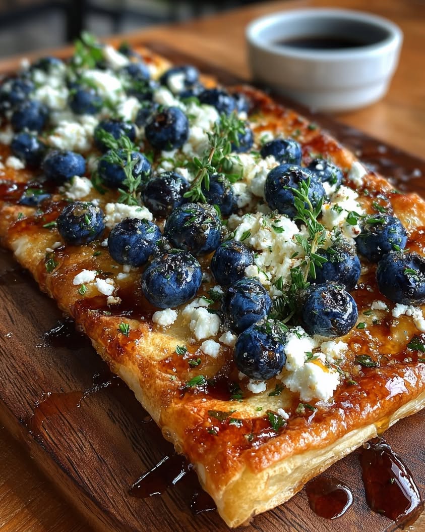 Sweet & Savory Blueberry Feta Flatbread with Hot Honey Recipe 16 blueberry feta flatbread hot honey