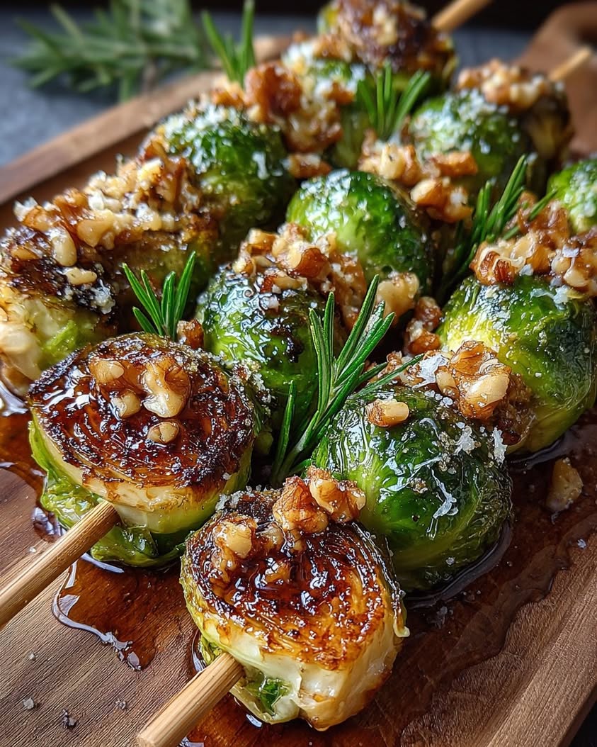 Caramelized Brussels Sprout Skewers with Walnut Honey Glaze 17 caramelized brussels sprouts christmas skewers 1