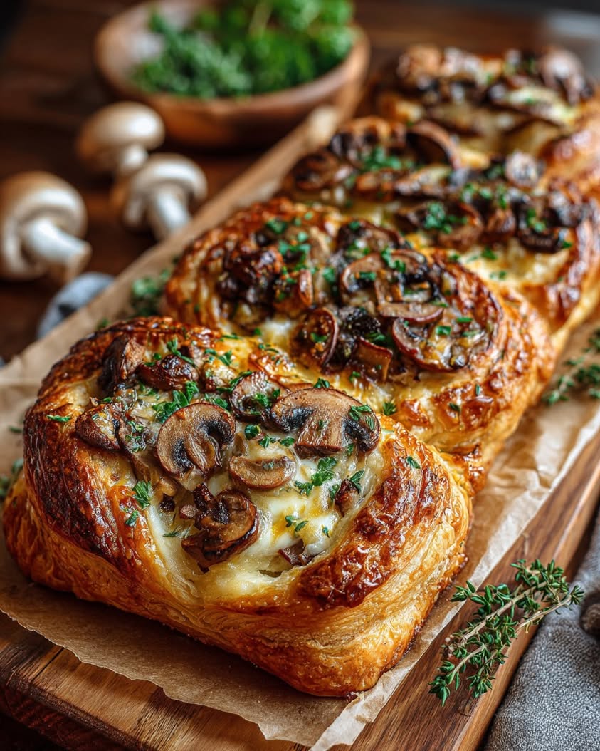 Caramelized Mushroom and Brie Puff Pastry Pull-Apart Recipe 22 caramelized mushroom brie puff pastry