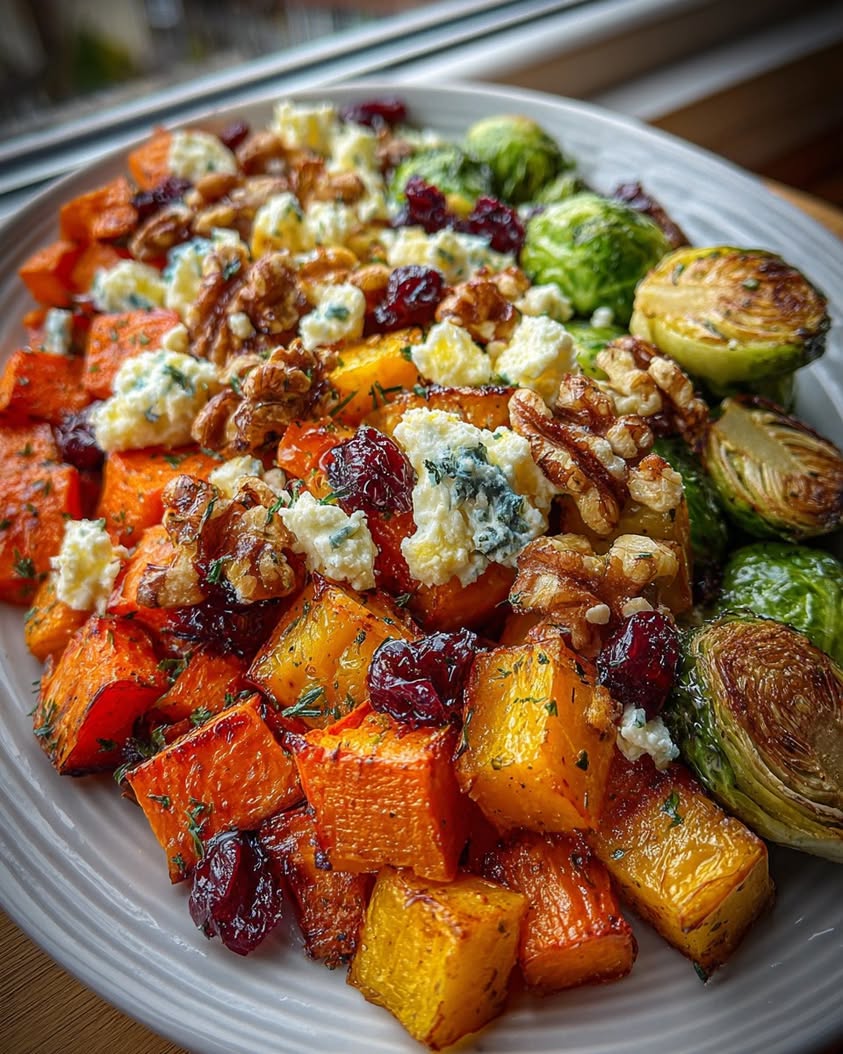 Roasted Winter Vegetables with Feta, Walnuts, and Cranberry Glaze 22 caramelized vegetables feta walnut glaze 1