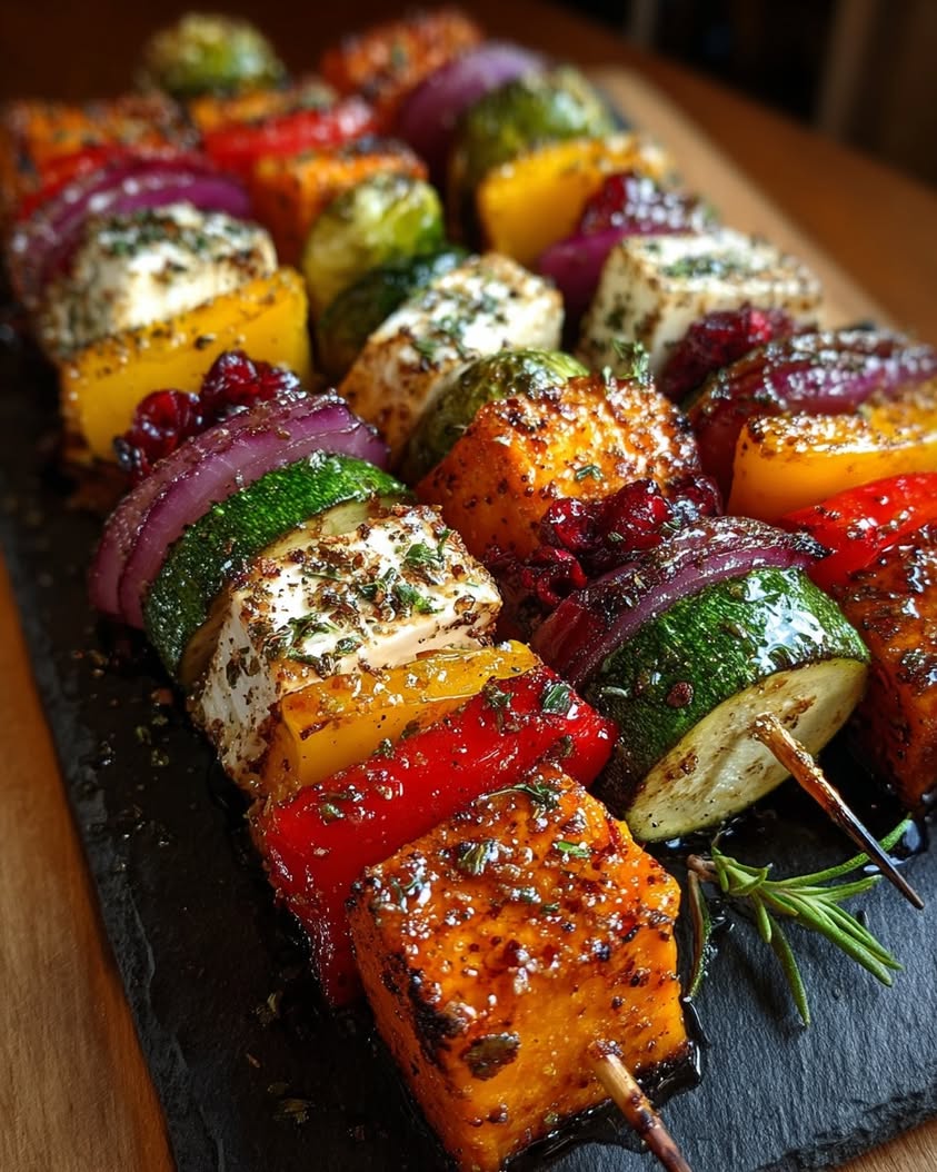 Cranberry Feta Veggie Skewers with Maple Glaze Recipe 23 cranberry feta roasted veggie skewers