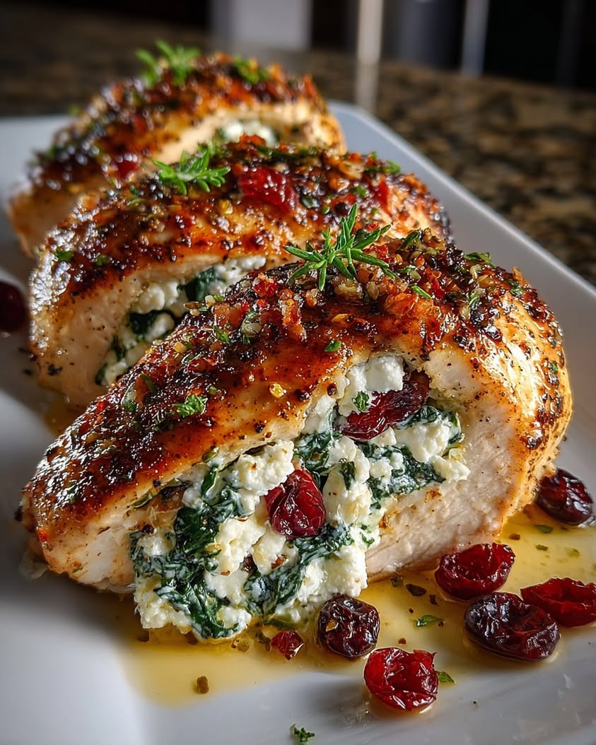 Cranberry Spinach Stuffed Chicken with Goat Cheese Recipe 19 cranberry spinach stuffed chicken