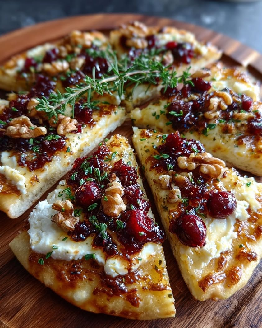 Cranberry Walnut Pesto Flatbread with Brie Crème Recipe 20 cranberry walnut pesto flatbread brie