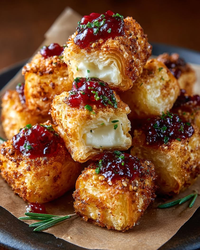 Crispy Christmas Brie Bites with Cranberry Orange Glaze Recipe 17 crispy christmas brie bites