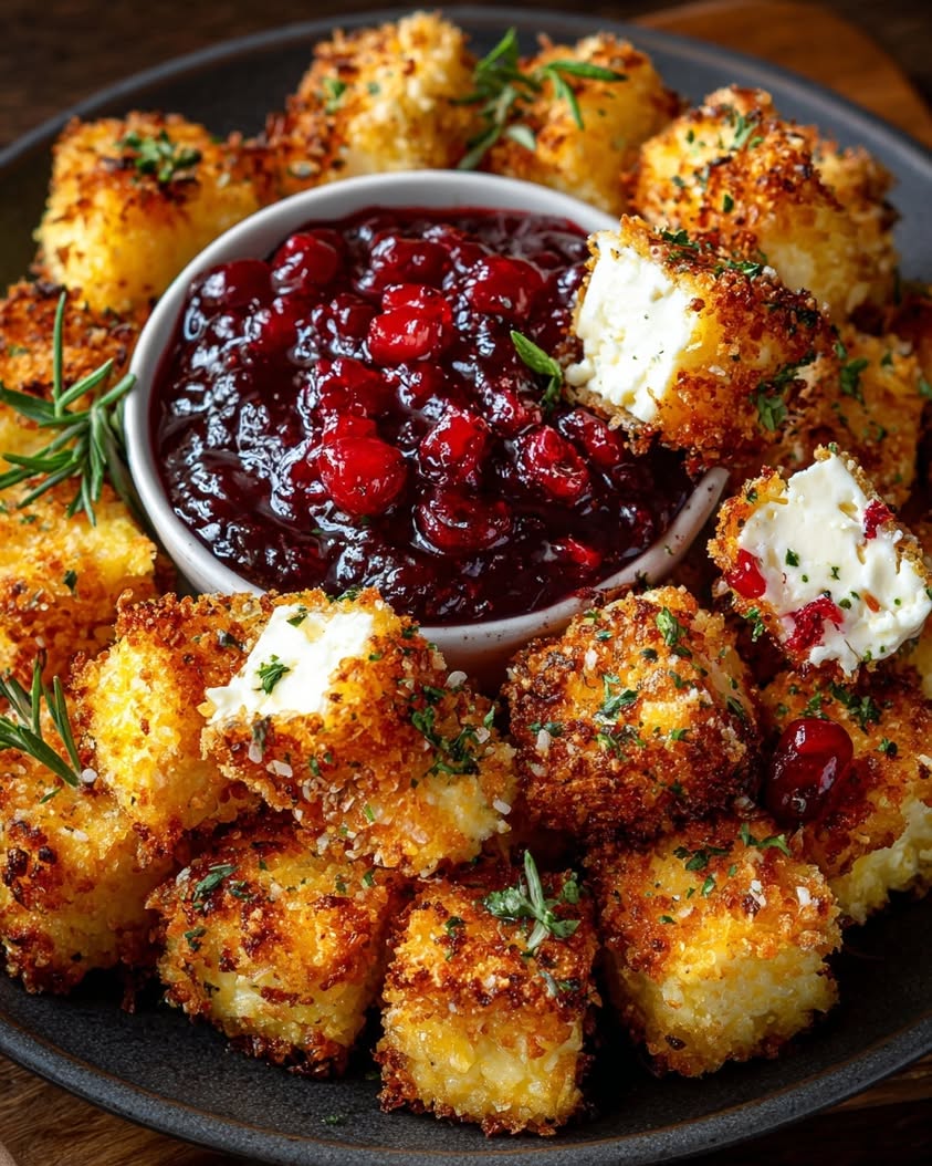 Crispy Feta Bites with Sweet Roasted Cranberry Maple Sauce Recipe 20 crispy feta bites cranberry maple sauce