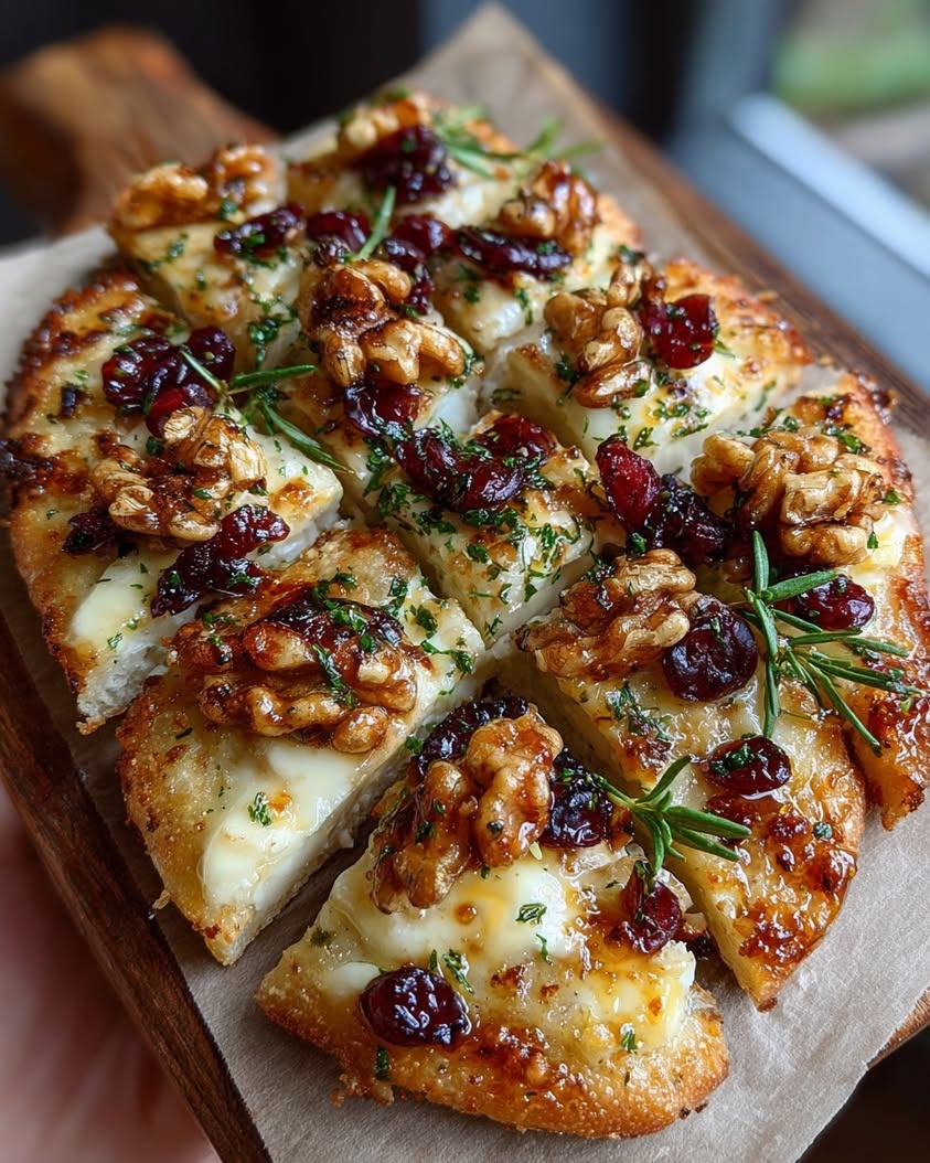 Crispy Flatbread with Brie, Cranberries, Walnuts & Hot Honey Drizzle 18 crispy flatbread brie cranberries walnuts 2