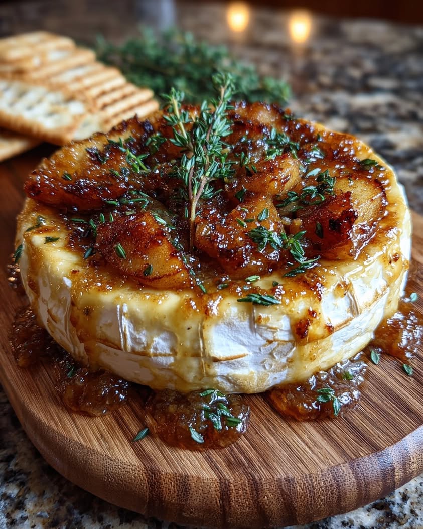 Golden Baked Brie with Caramelized Apples and Thyme Recipe 17 golden baked brie caramelized apples