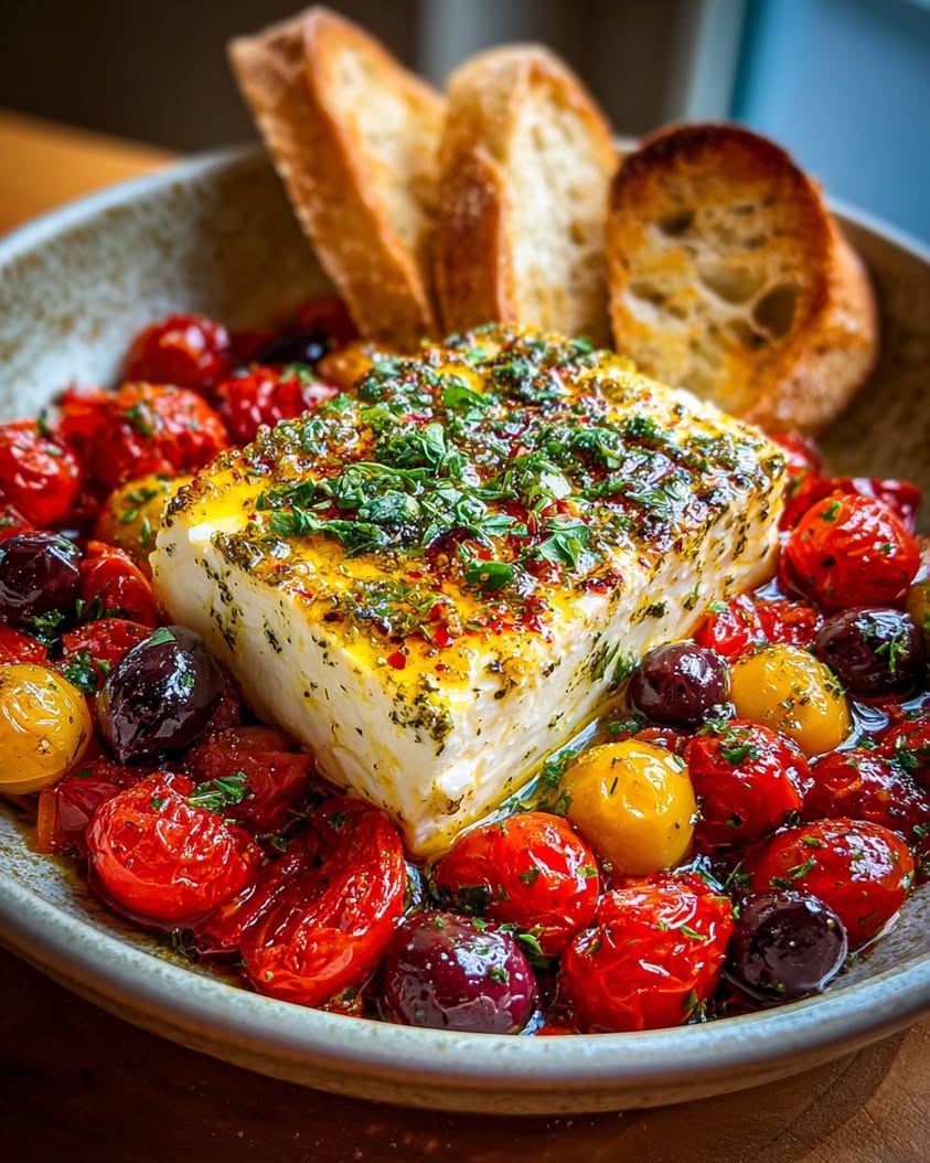 Golden Herb-Baked Feta with Olives and Tomatoes: An Easy Appetizer 18 golden herb baked feta olives