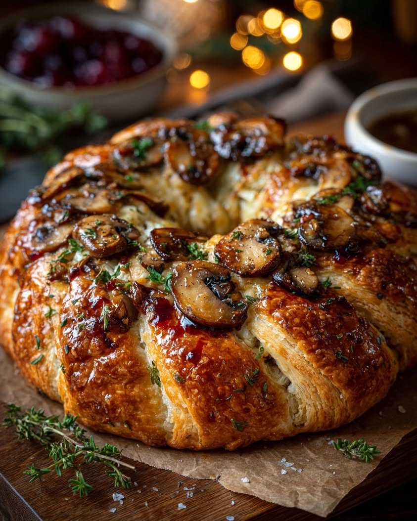 Golden Puff Pastry Wreath with Mushroom and Gruyère 21 golden puff pastry wreath mushroom gruyere