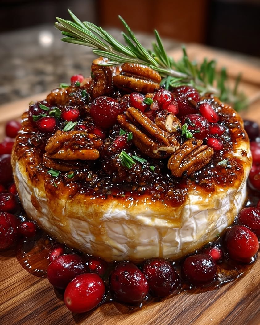 Holiday Baked Brie with Cranberries, Pecans, and Pomegranate 18 holiday baked brie cranberries pecans