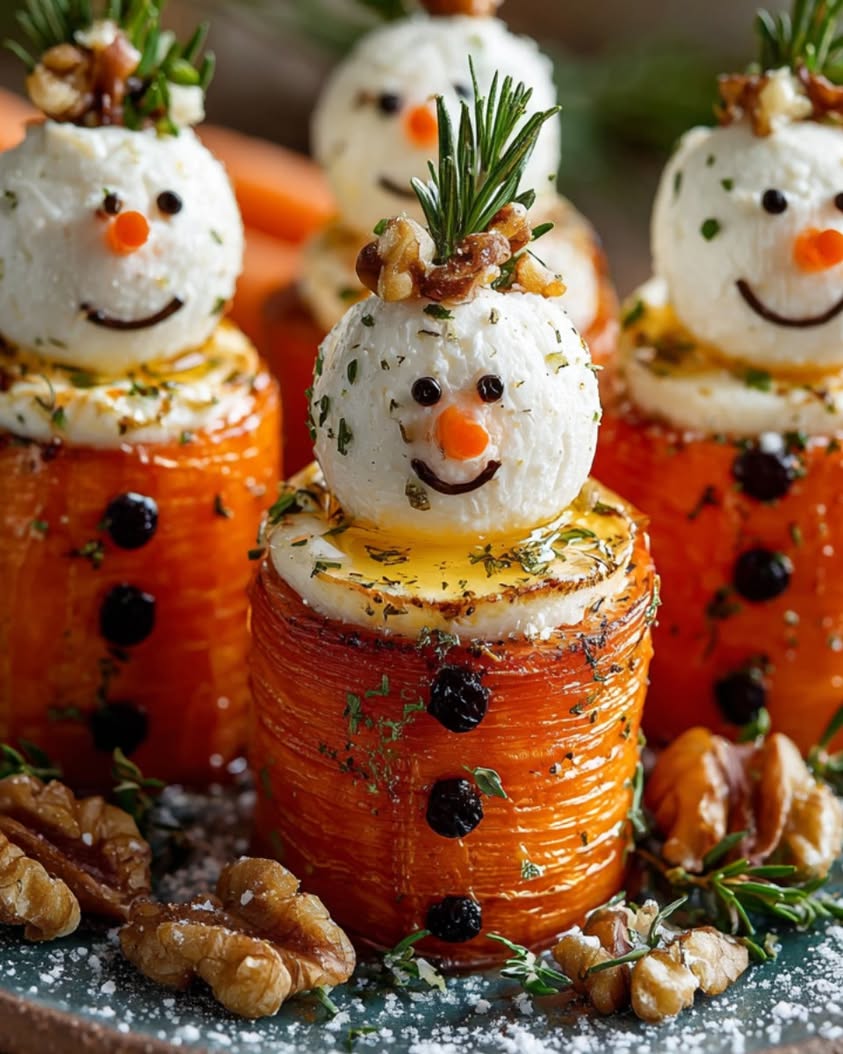 Hot Honey Brie-Stuffed Carrot Snowmen Appetizer Recipe 14 hot honey brie stuffed carrot snowmen