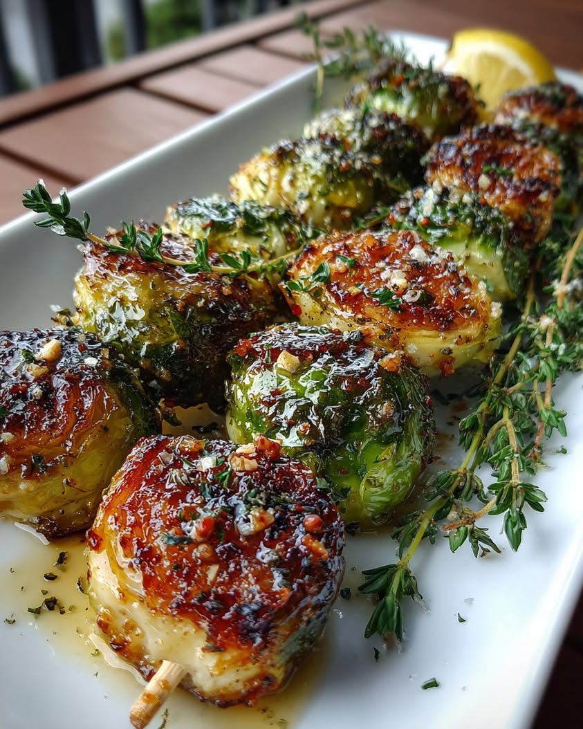 Maple-Glazed Brussels Sprout Skewers: A Sweet and Savory Grilled Side Dish 18 maple glazed brussels sprout skewers