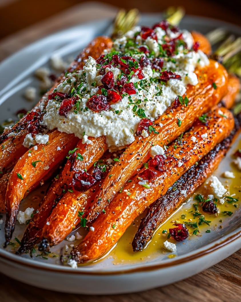 Maple-Roasted Carrots with Whipped Feta and Cranberry Dust 19 maple roasted carrots whipped feta