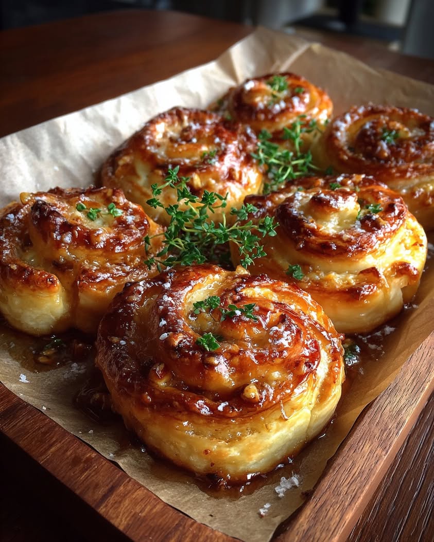 Mini Pear and Brie Puff Pastry Roses with Honey Walnut Drizzle 16 mini pear brie puff pastry roses