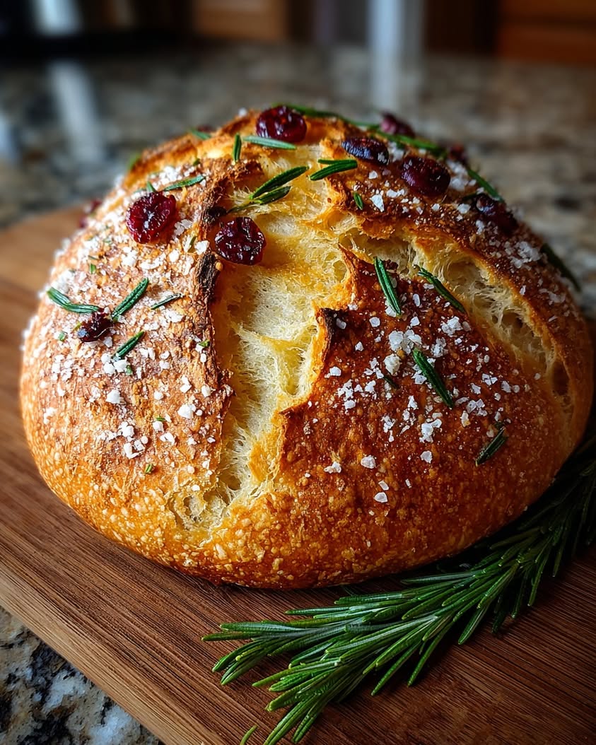 No-Knead Rosemary Cranberry Bread with Olive Oil and Sea Salt 17 no knead rosemary cranberry bread
