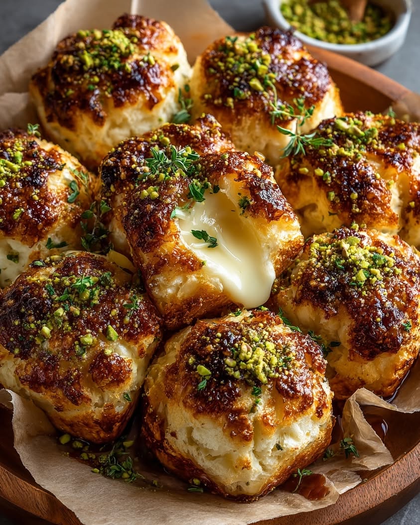 Pull-Apart Brie Biscuit Bombs with Honey Butter Pistachio Crunch 17 pull apart brie biscuit bombs