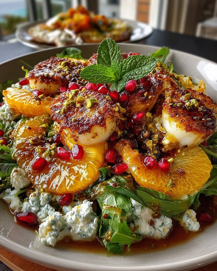 Roasted Pear Citrus Salad with Whipped Feta and Honey Pistachios 21 roasted pear citrus crunch salad