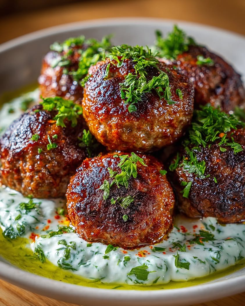 Fiery Spicy Lamb Meatballs with a Cool Herbed Green Dip 22 spicy lamb meatballs green dip