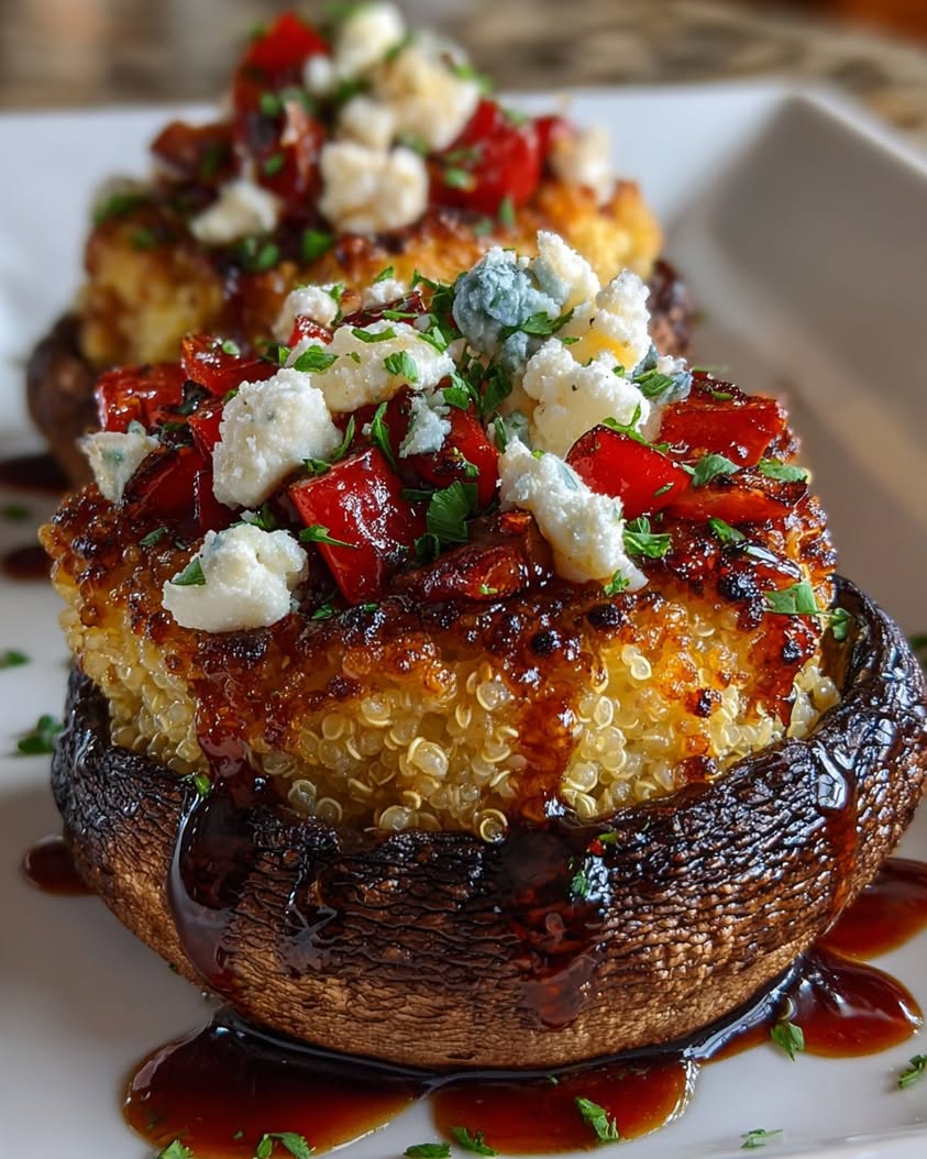 Stuffed Portobello Mushrooms with Quinoa and Feta Glaze 22 stuffed portobello mushrooms quinoa feta