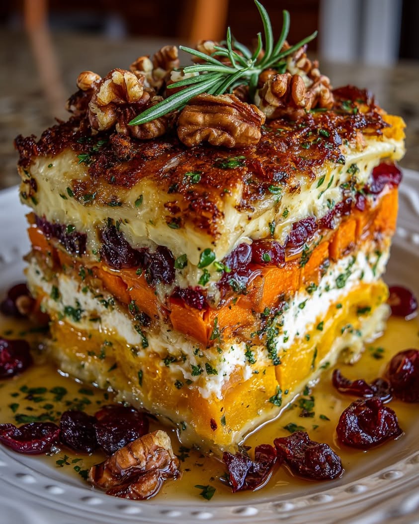 Layered Sweet Potato and Butternut Squash Lasagna with Cranberry Glaze 22 sweet potato squash carrot lasagna 1