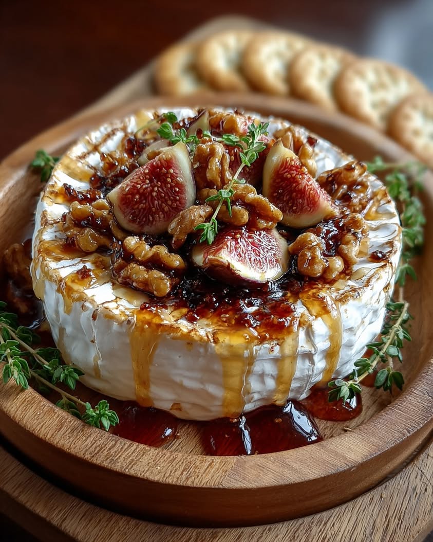 Baked Camembert with Fig Jam 16 baked camembert fig jam walnuts