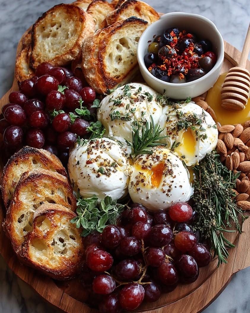 Burrata and Roasted Grape Hosting Board 20 burrata roasted grape winter board