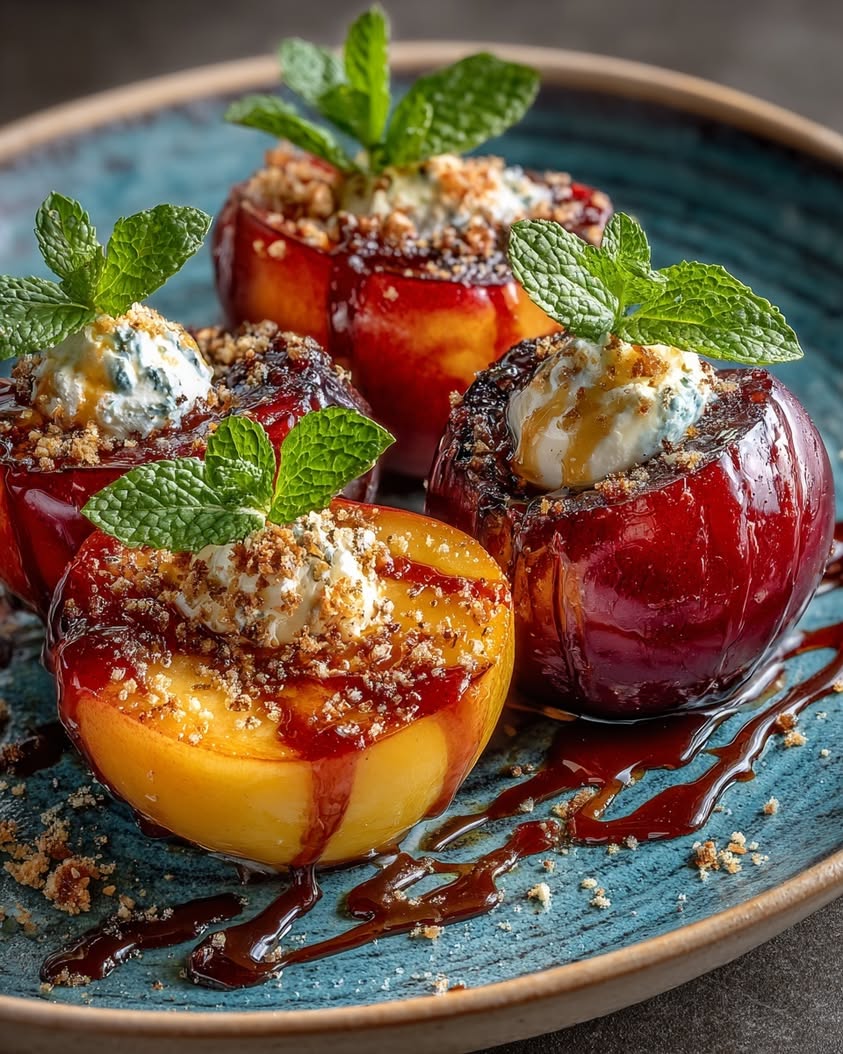 Caramelized Stone Fruit Ricotta Almond Dessert 20 caramelized stone fruit ricotta almond crunch