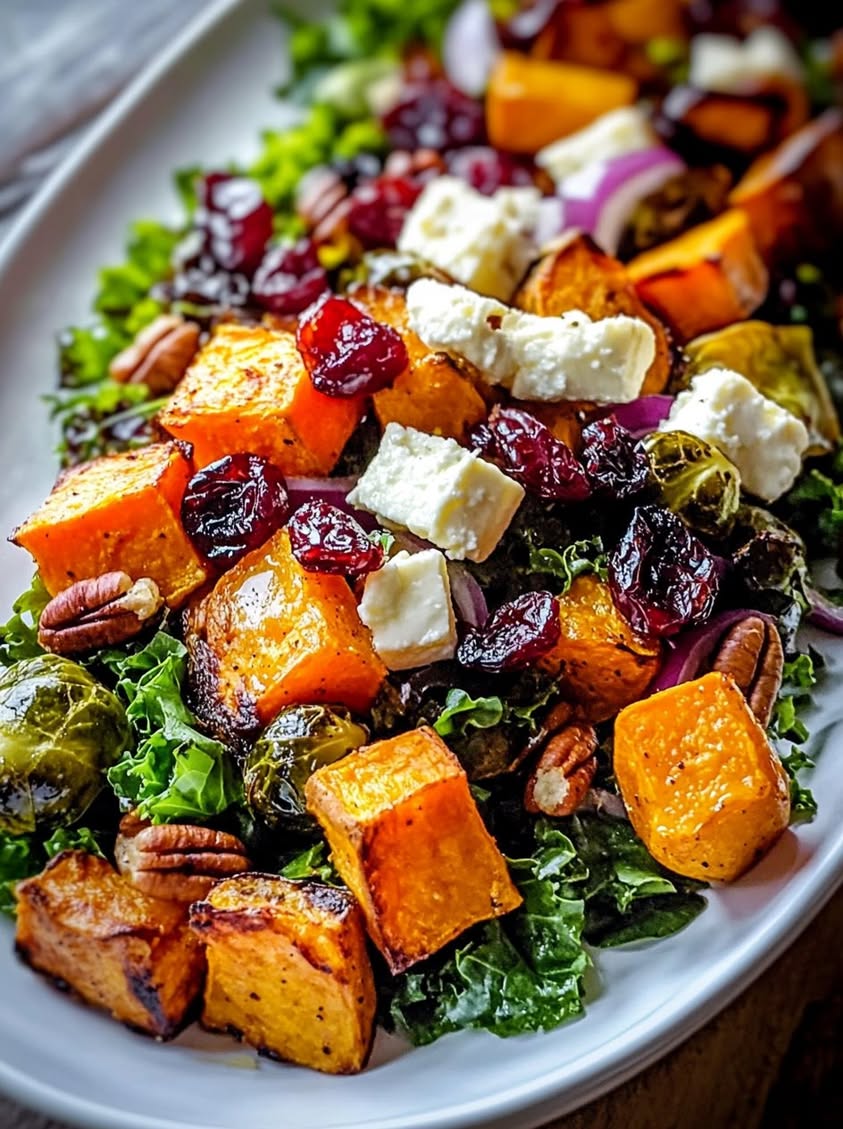 Cozy Roasted Winter Vegetables with Greens and Maple Dijon Dressing 23 cozy roasted winter vegetables maple dressing